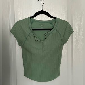 Green Button V-neck American Eagle Shirt (small)